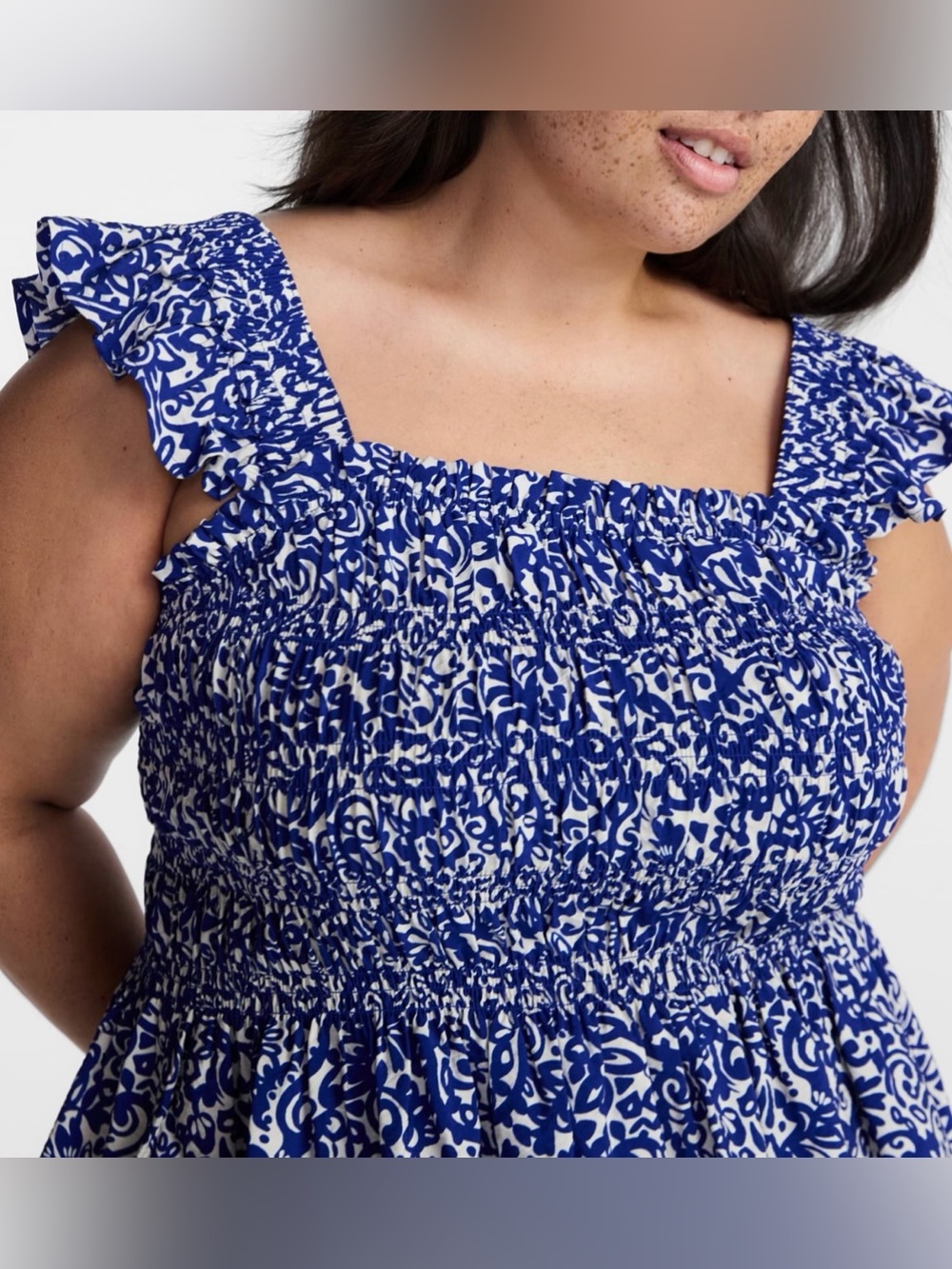 Smocked Square Neck Ruffle Tank Top - Picture 4 of 5